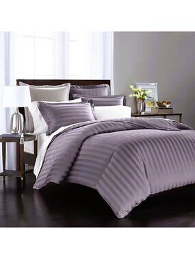 new LILAC PURPLE Wamsutta Dream Zone STRIPED 2-pc 100% Cotton TWIN Comforter Set